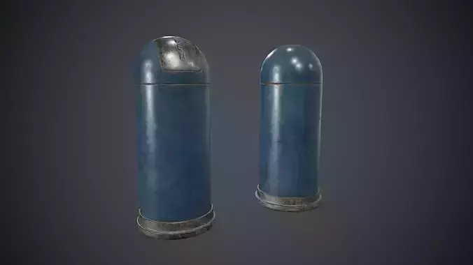 Metal Street Trash Can PBR Game Ready