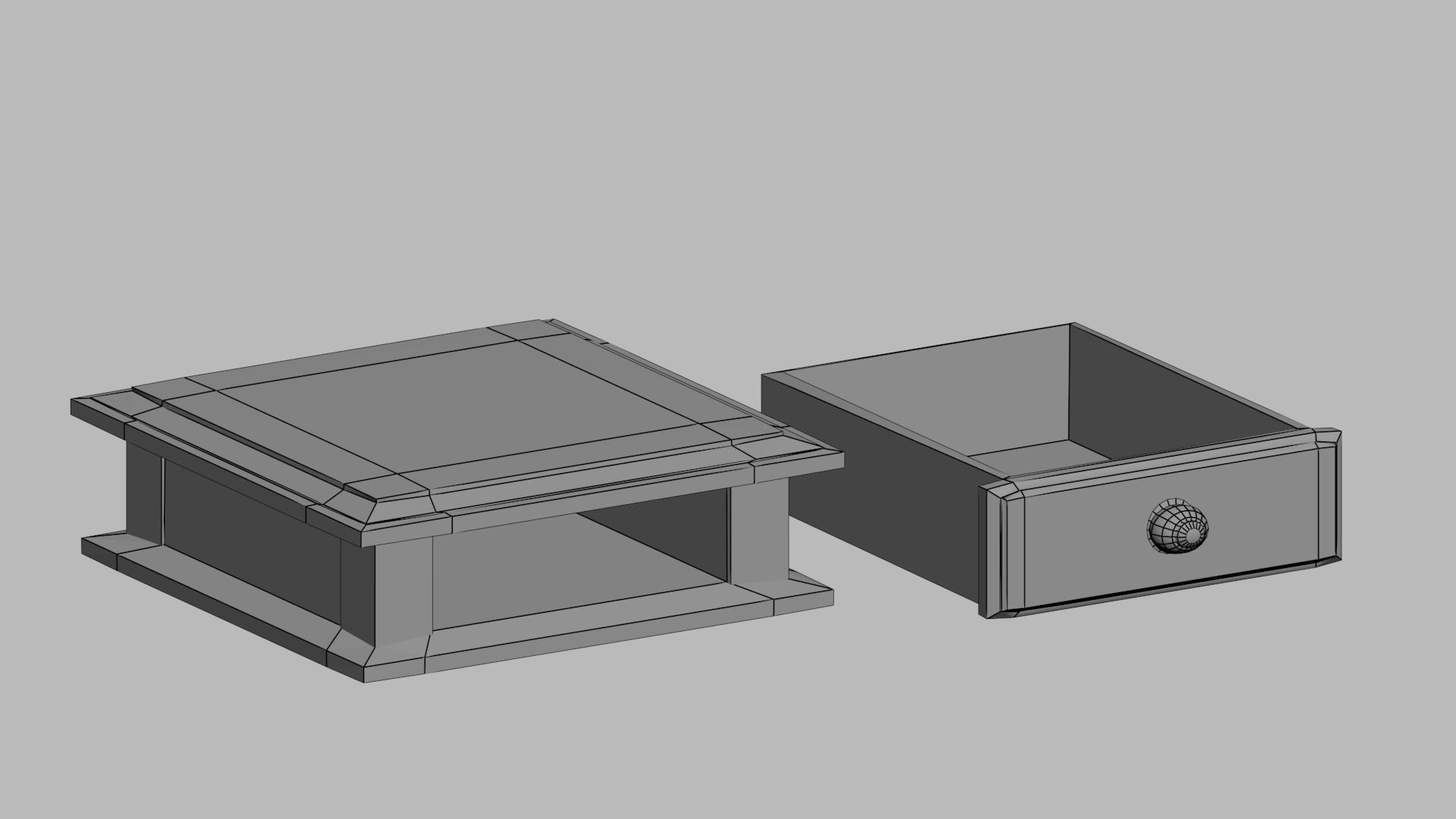 chessboard chess pieces in wooden box Low-poly 3D model_3