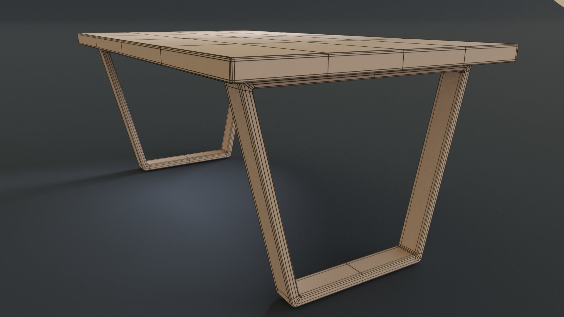 Minimalist rectangular coffee-table Low-poly 3D model_4