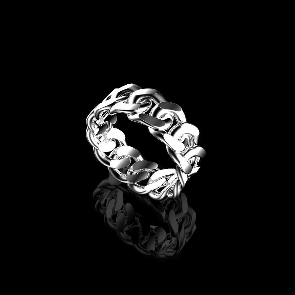 10mm Mens Style Plain Cuban Ring 3D print model_1