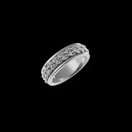 Double Rope Mens Band Ring
