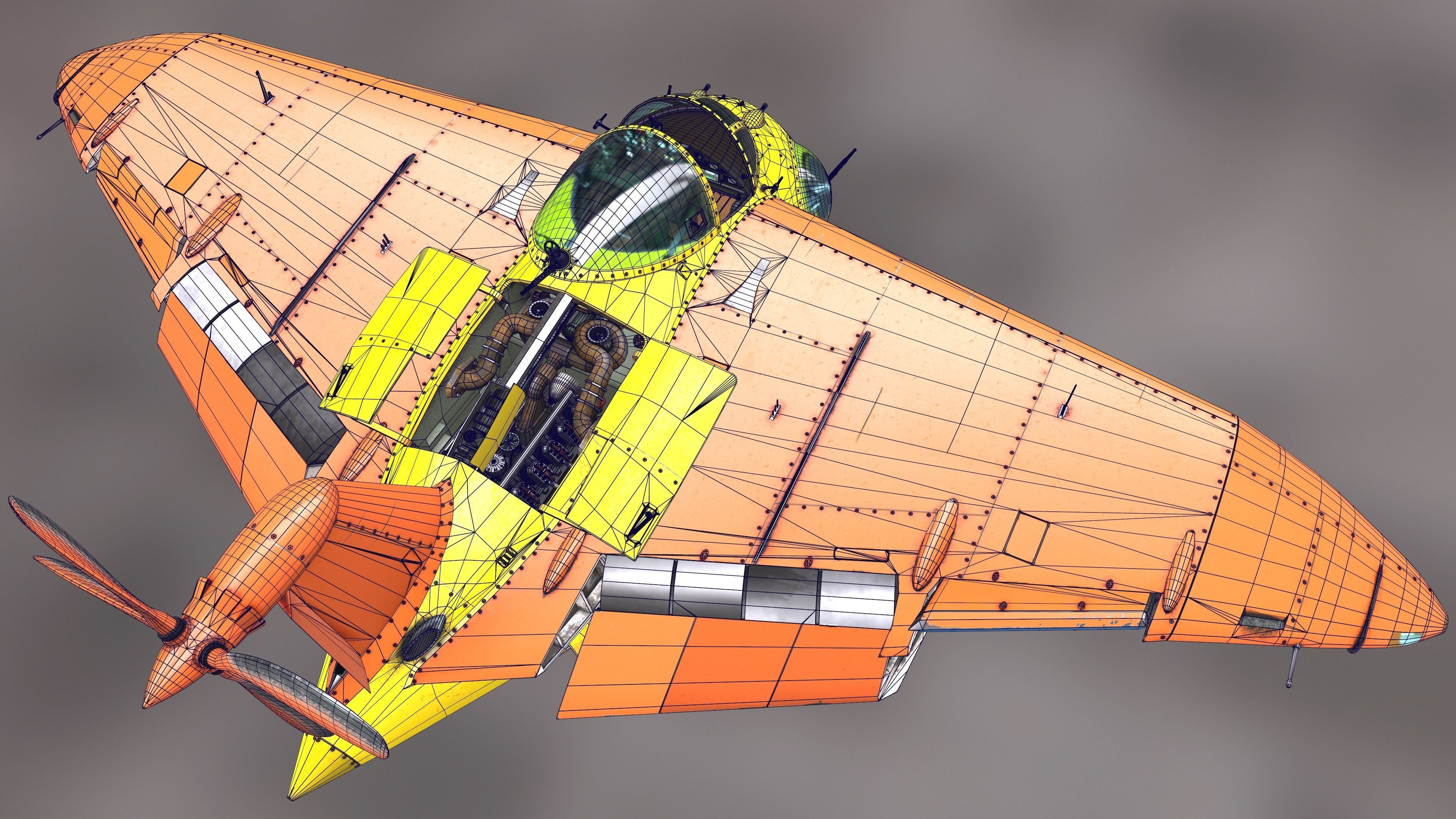 FALCO flying boat Low-poly 3D model_30