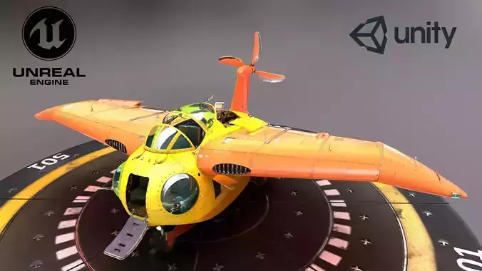 FALCO flying boat Low-poly 3D model FALCO flying boat Low-poly 3D model