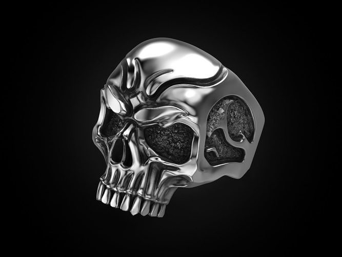 Skull ring for a real biker 3D print model