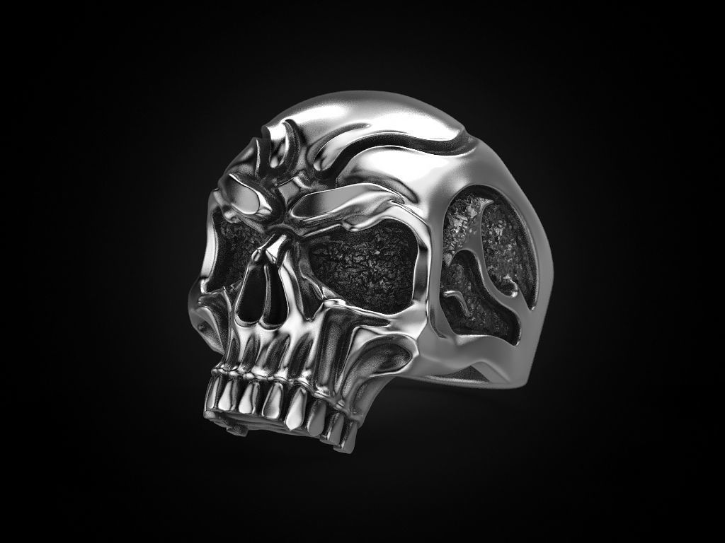 Skull ring for a real biker 3D print model_9