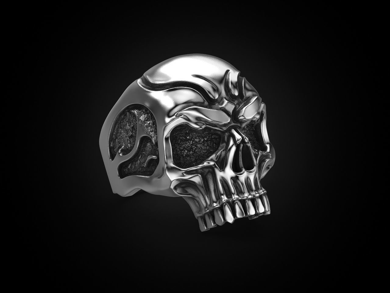 Skull ring for a real biker 3D print model_10