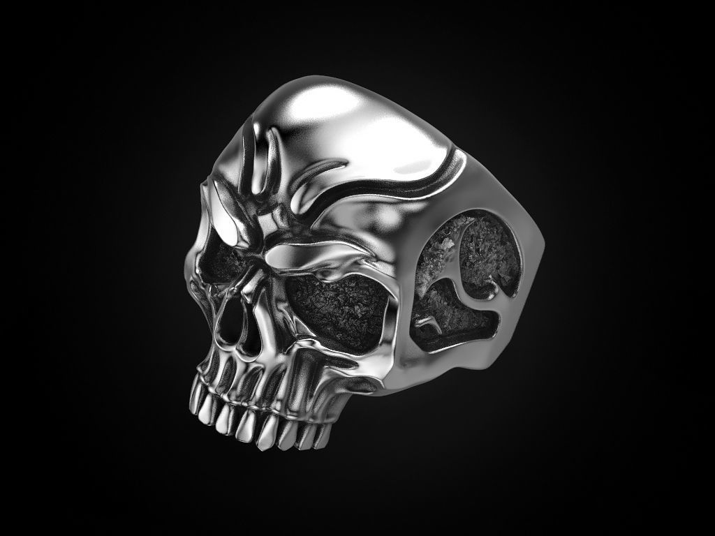 Skull ring for a real biker 3D print model_6