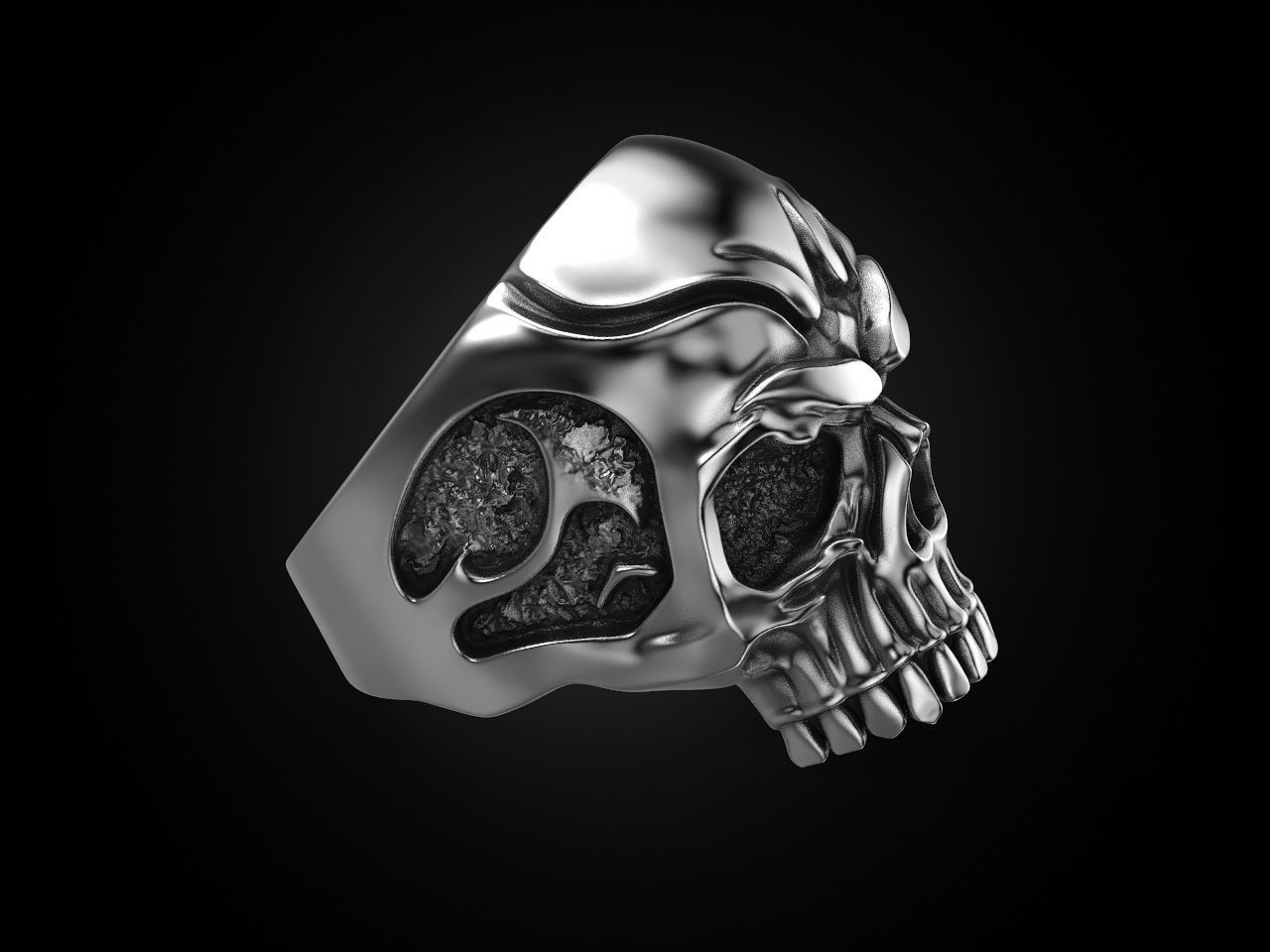 Skull ring for a real biker 3D print model_8