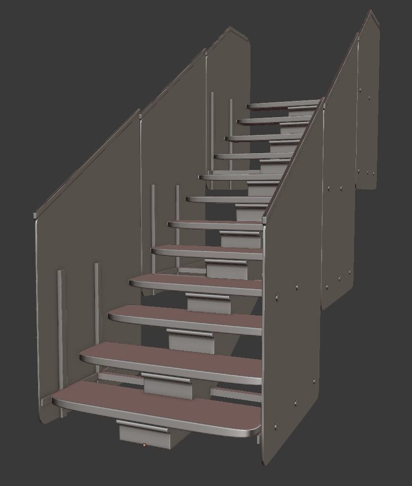 Stairs with Glass 3D model_2