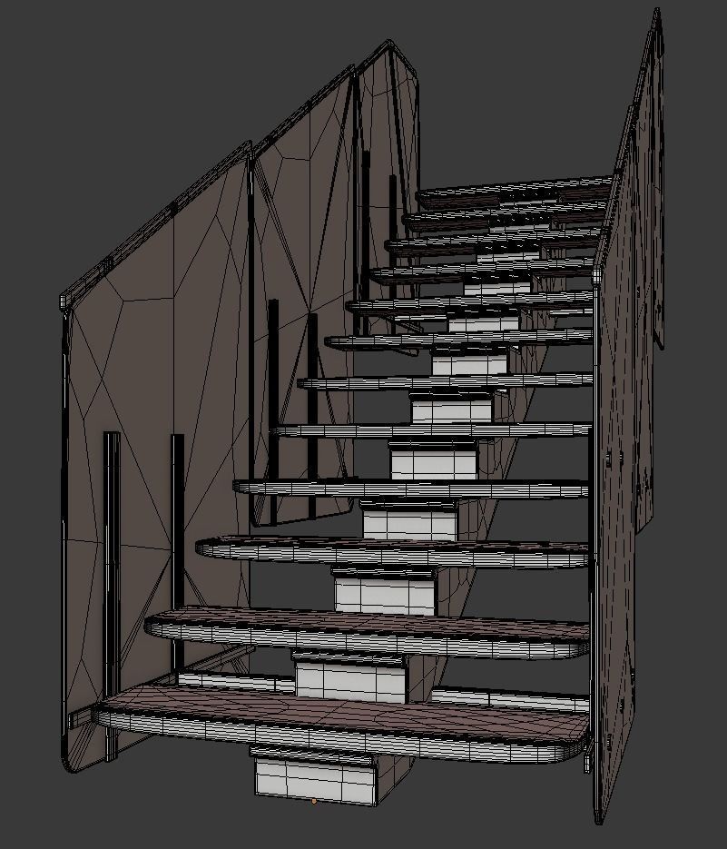 Stairs with Glass 3D model_3