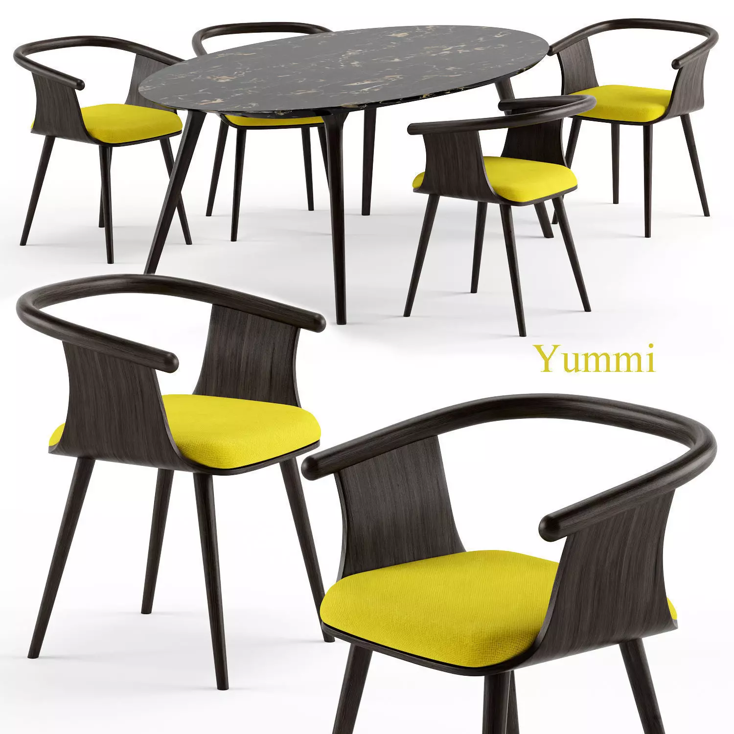 Yuumi chair and Ademar table - Bross Italy 3D model
