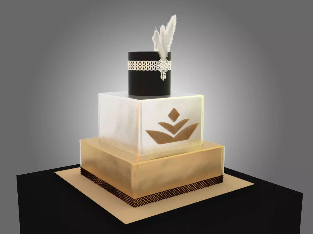 Gold cake Free 3D model_0