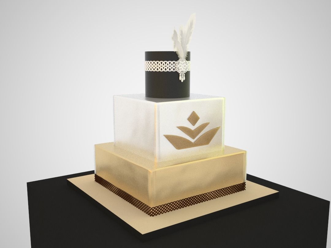Gold cake Free 3D model_3