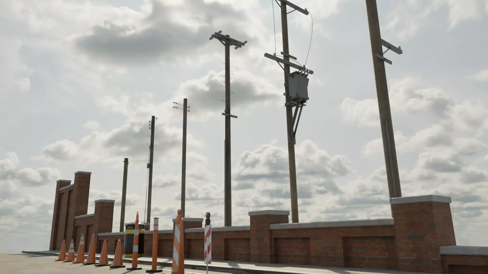 Low Poly PBR Utility Poles Low-poly 3D model_4