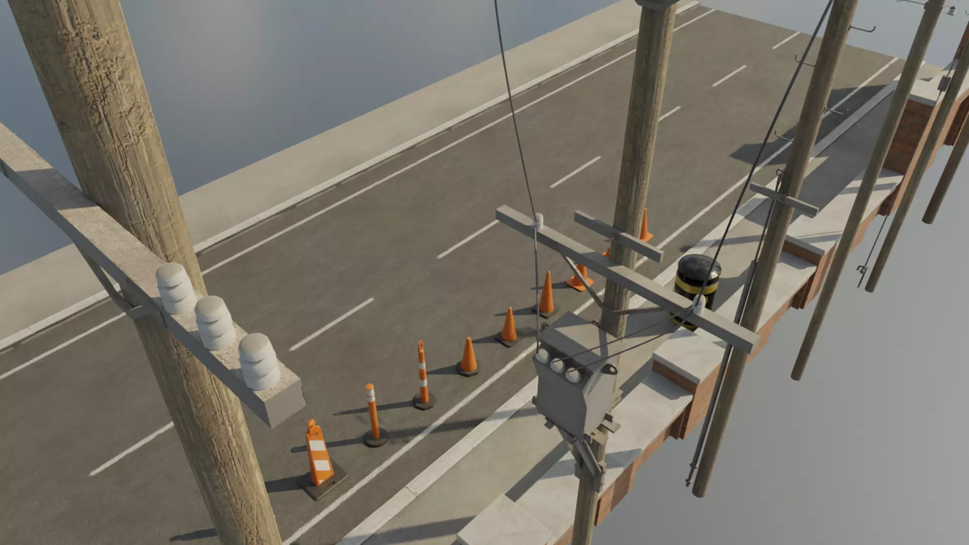 Low Poly PBR Utility Poles Low-poly 3D model_3