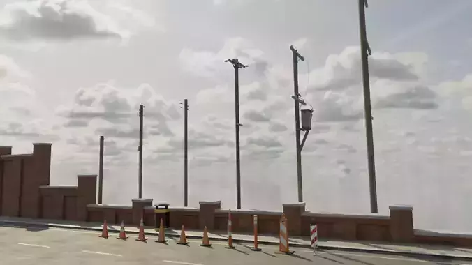 Low Poly PBR Utility Poles Low-poly 3D model Low Poly PBR Utility Poles Low-poly 3D model