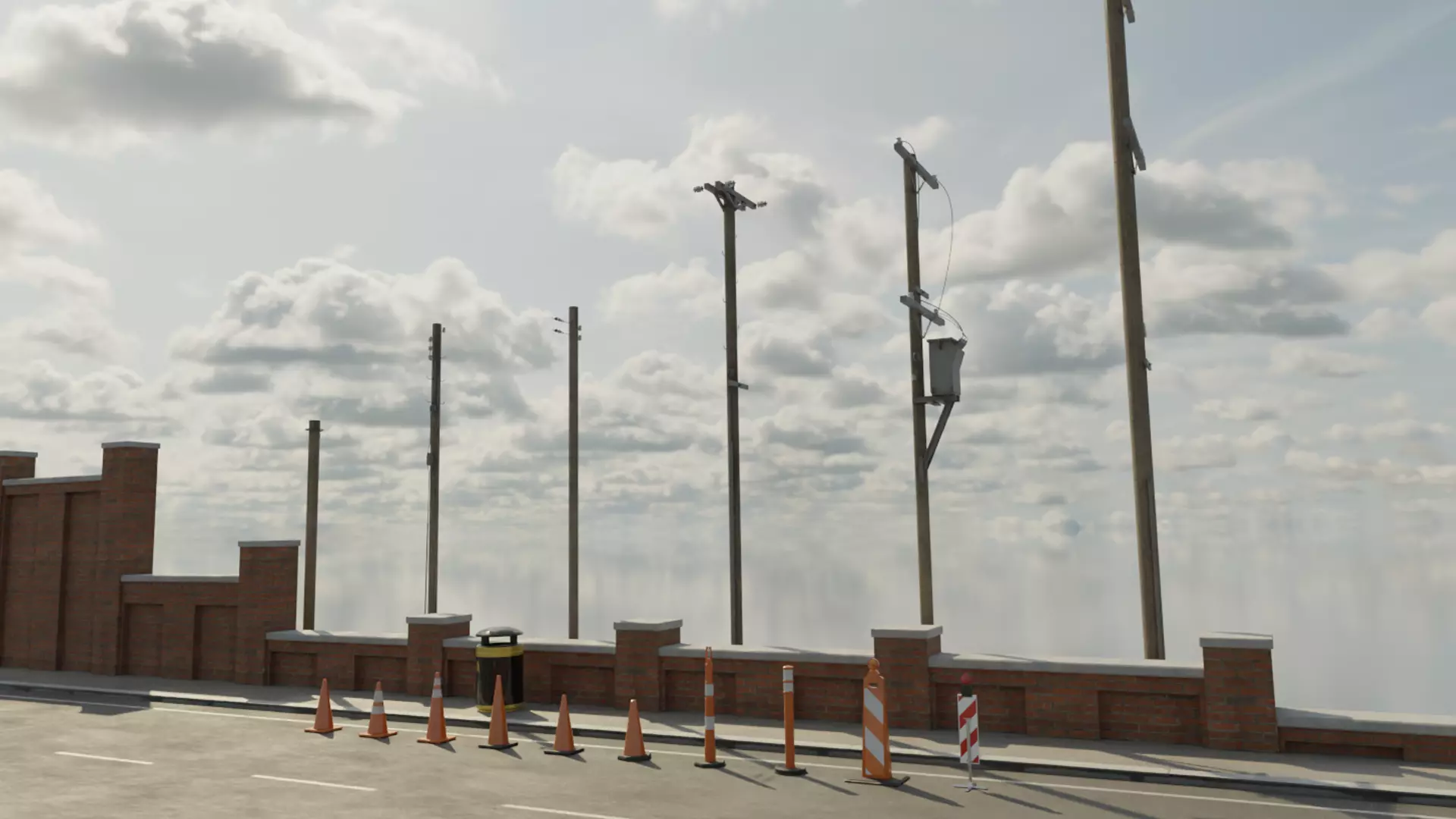 Low Poly PBR Utility Poles Low-poly 3D model_0