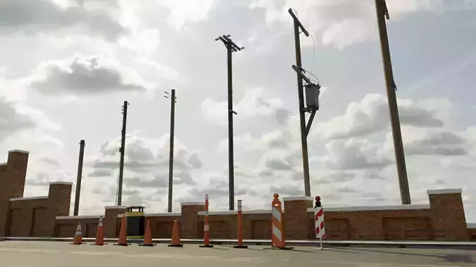 Low Poly PBR Utility Poles Low-poly 3D model
