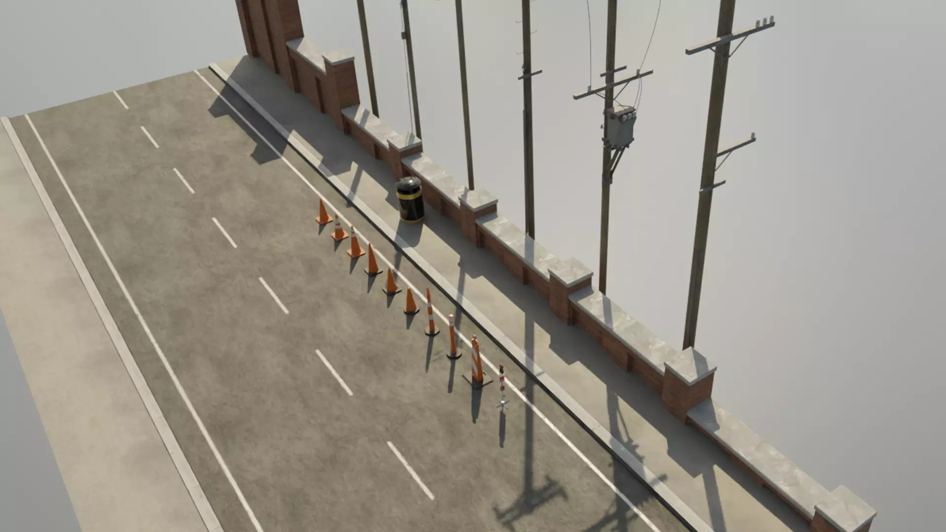 Low Poly PBR Utility Poles Low-poly 3D model_2