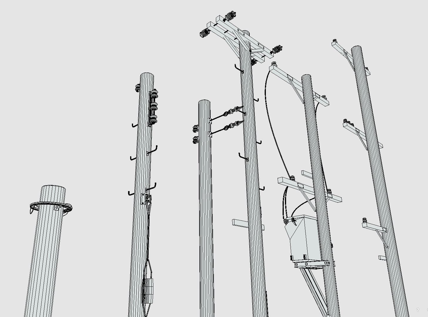 Low Poly PBR Utility Poles Low-poly 3D model_7