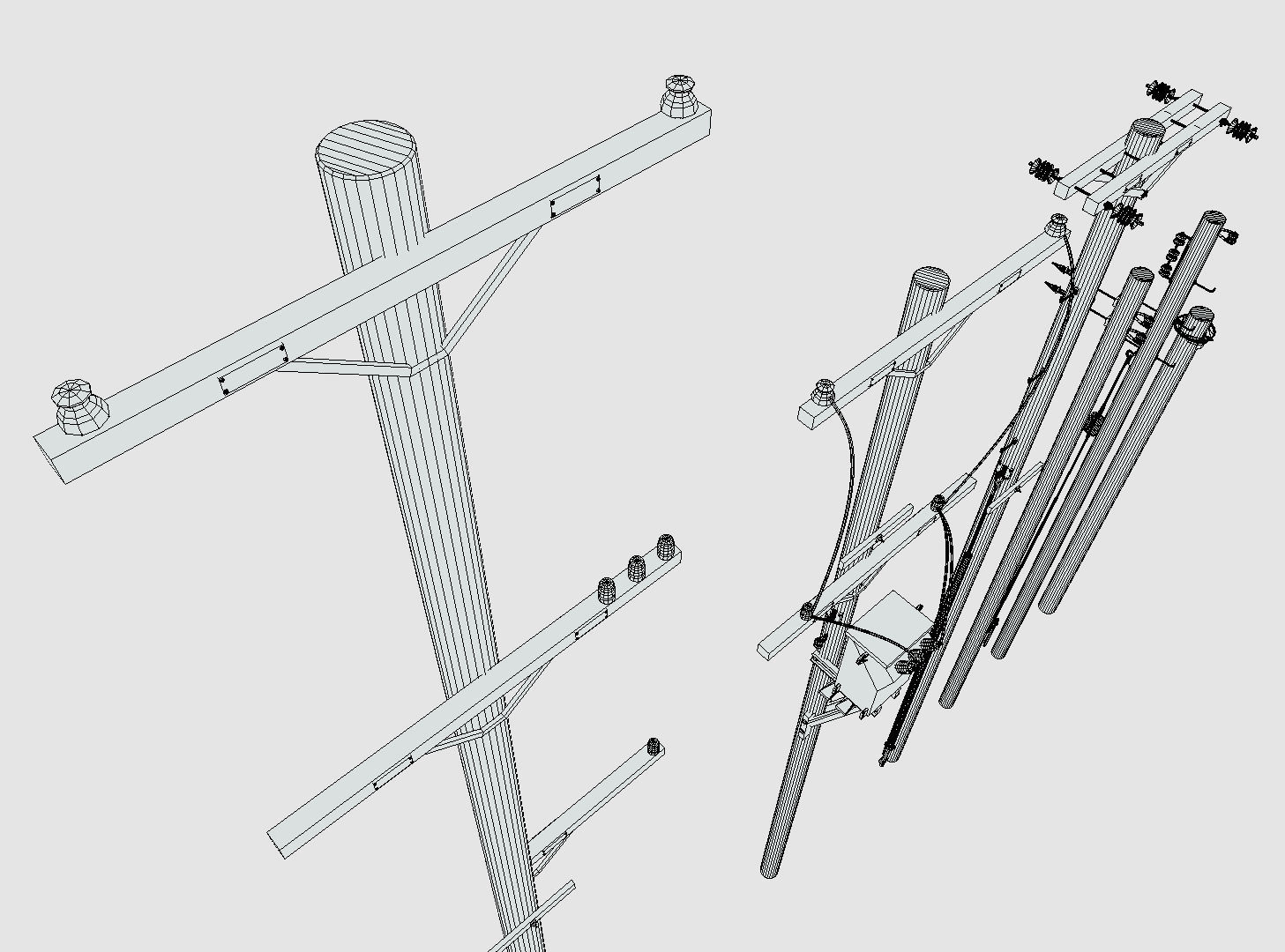 Low Poly PBR Utility Poles Low-poly 3D model_6