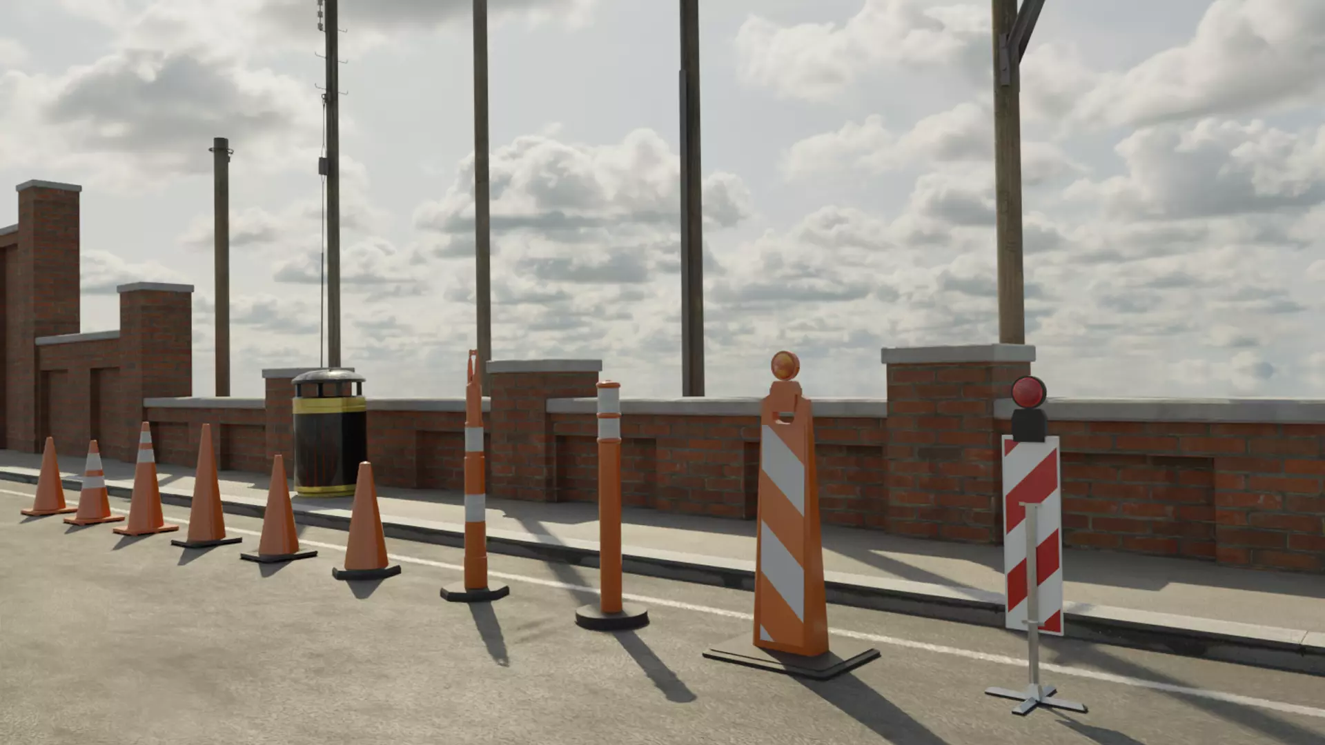 Low Poly PBR Utility Poles Low-poly 3D model_1