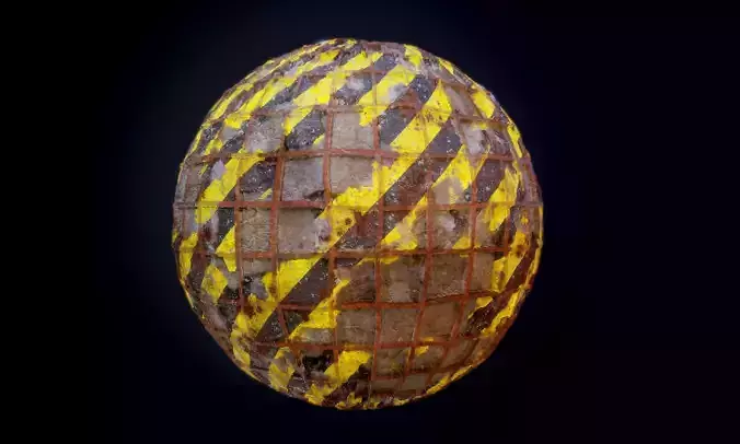 Concrete Rebar Hazard Stripe Decay Seamless PBR Texture