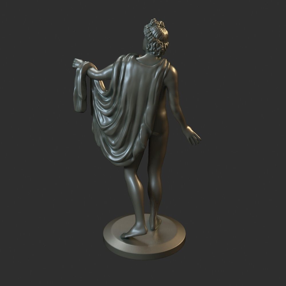 Apollo 3D print model statue of man holding cloth 3D print model_4