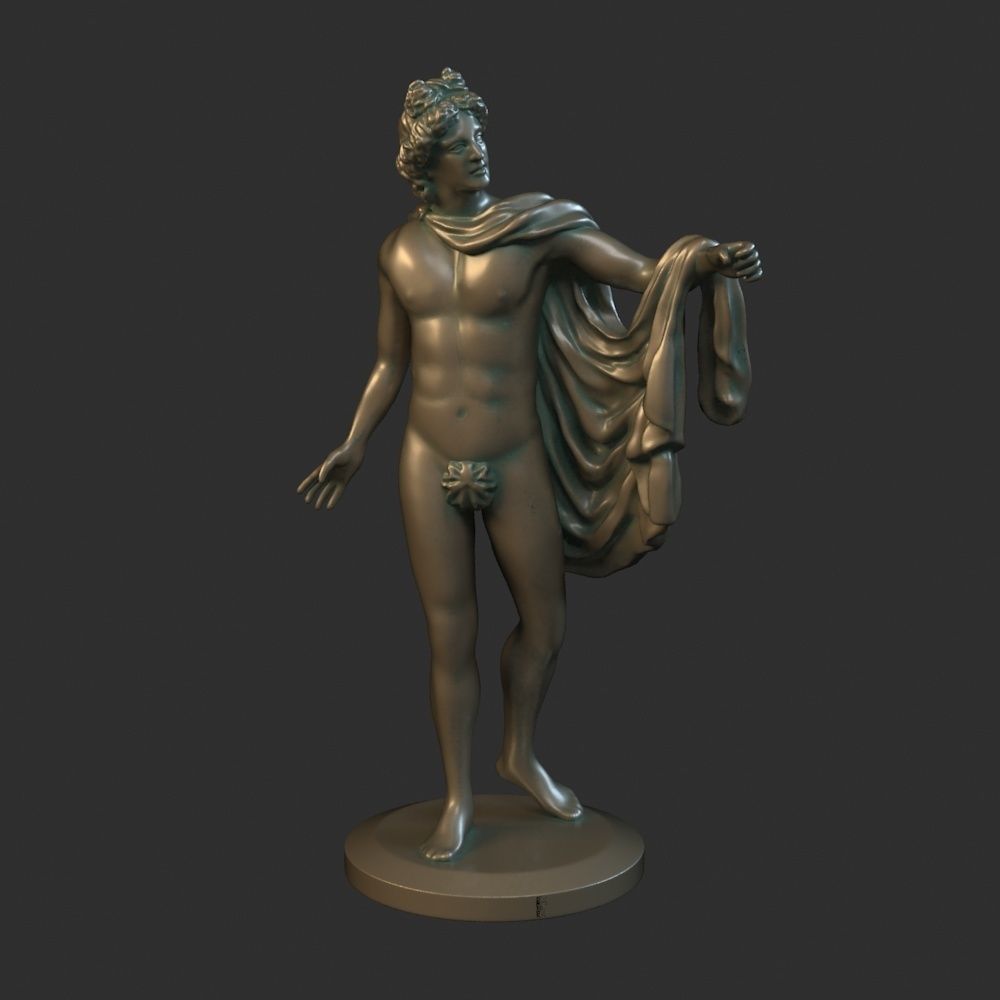 Apollo 3D print model statue of man holding cloth 3D print model_7