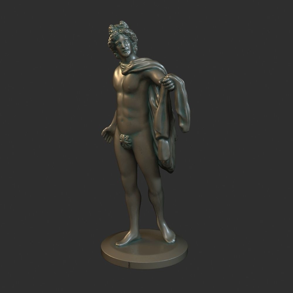 Apollo 3D print model statue of man holding cloth 3D print model_1
