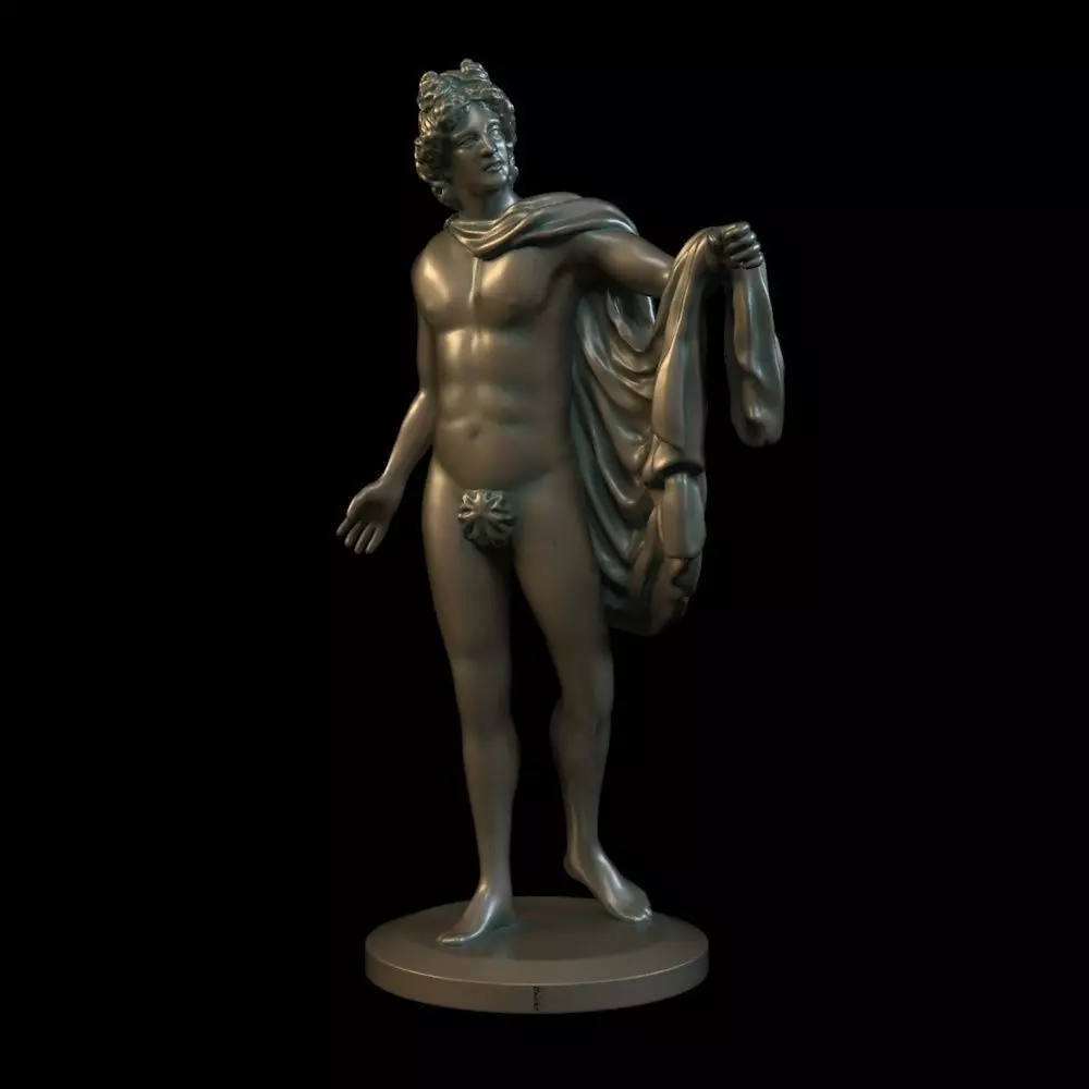 Apollo 3D print model statue of man holding cloth 3D print model_0