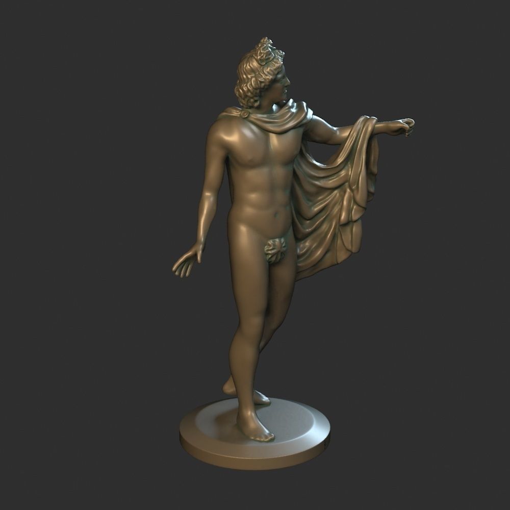 Apollo 3D print model statue of man holding cloth 3D print model_6
