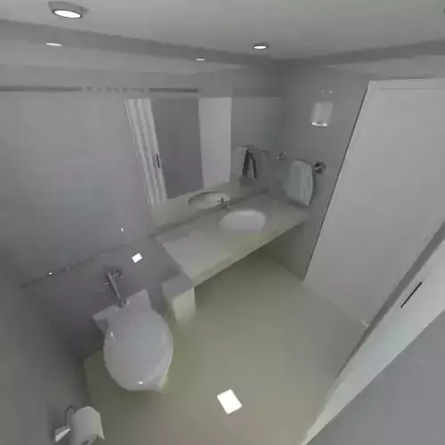 Narrow bathroom design for offices