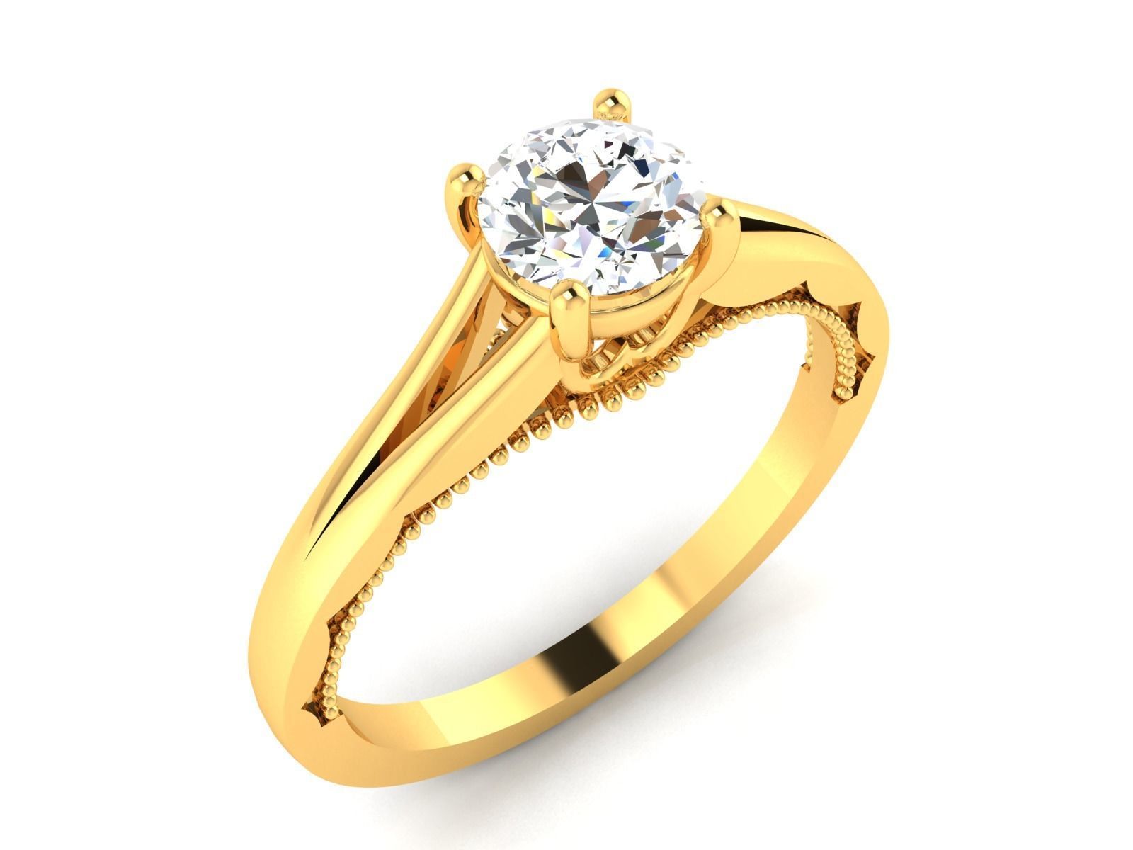 Solitaire ring 3dm stl render detail 3D print model 3D print model_5
