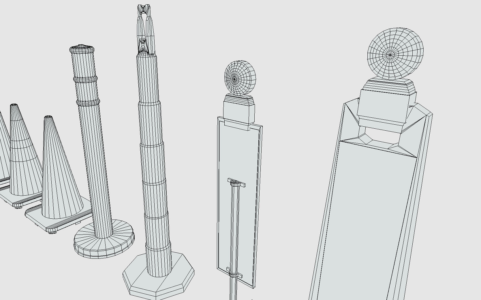 Low Poly PBR Road Traffic Cones signs and jersey barriers Low-poly 3D model_10