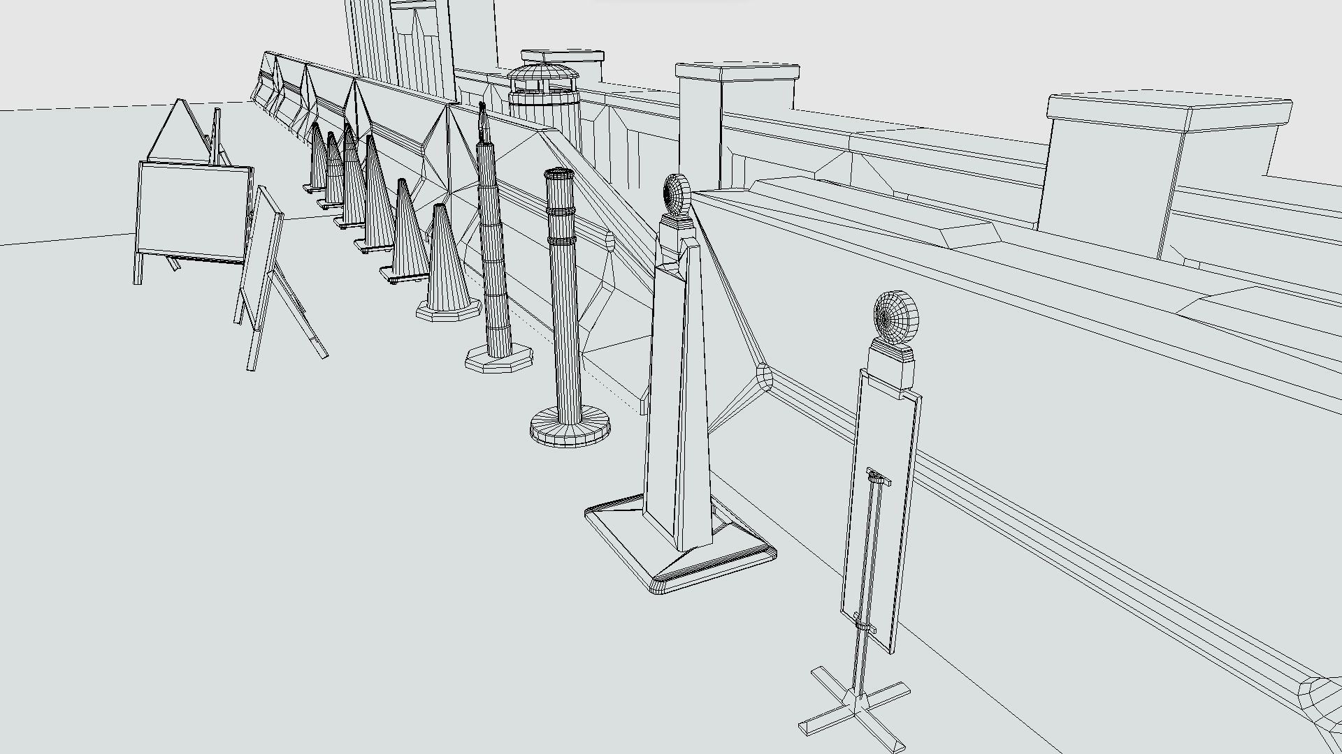 Low Poly PBR Road Traffic Cones signs and jersey barriers Low-poly 3D model_7