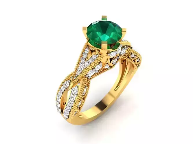 Solitaire ring 3dm stl render detail 3D print model