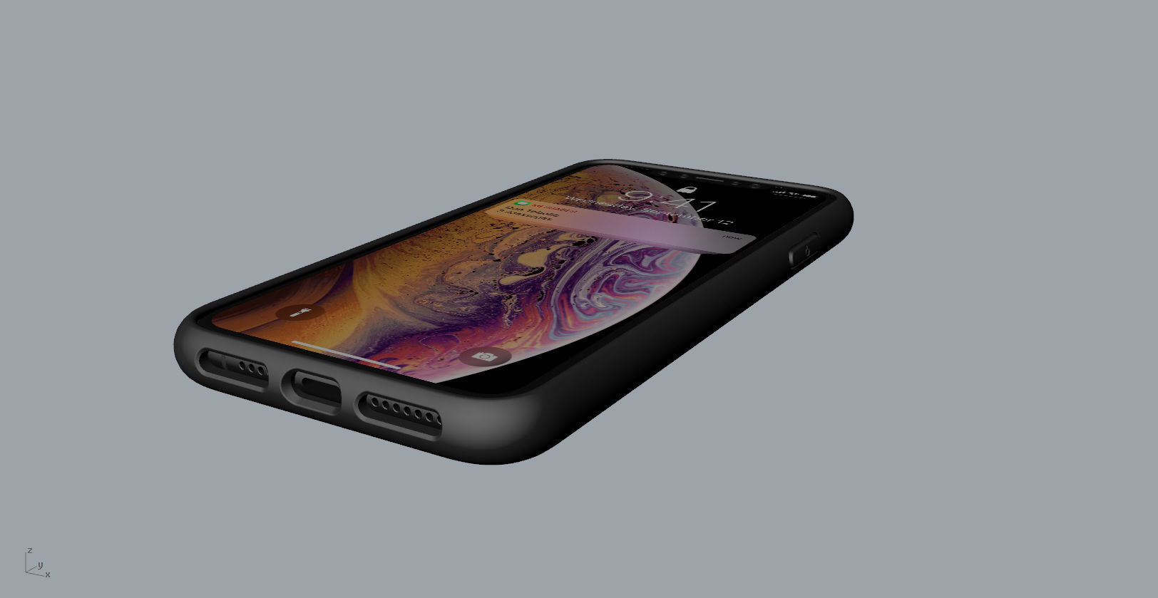 Realistic iphone XS Max black case design 3D print model_9