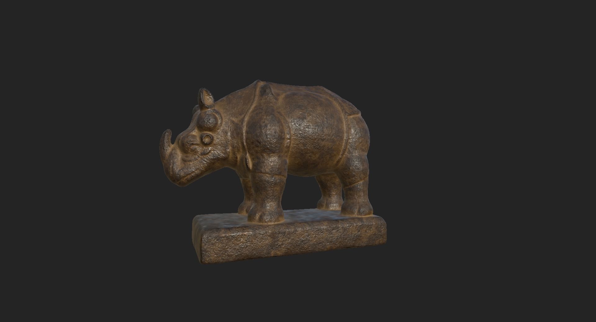Rhino Statue 3D Model 3D model_3