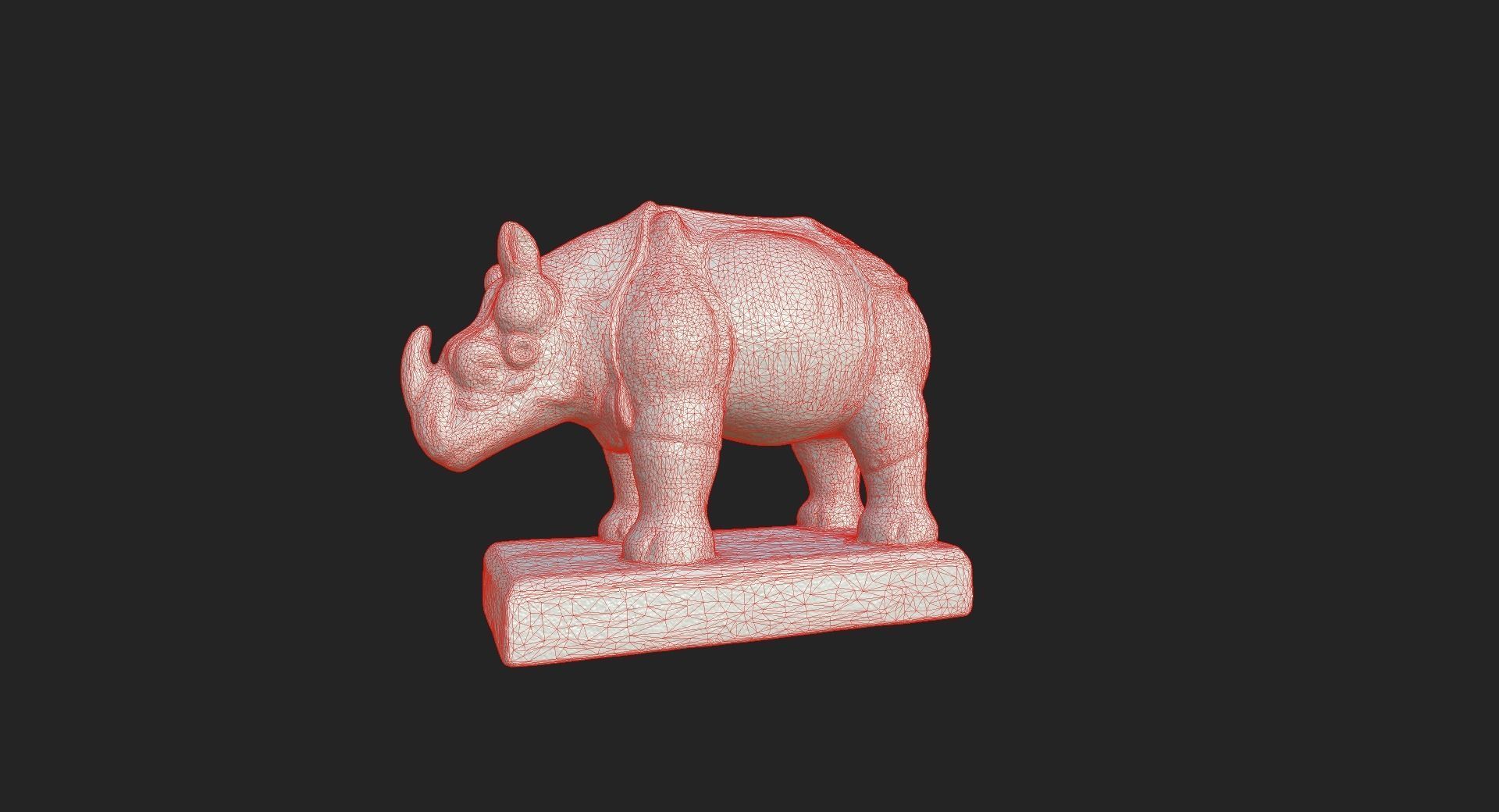 Rhino Statue 3D Model 3D model_5