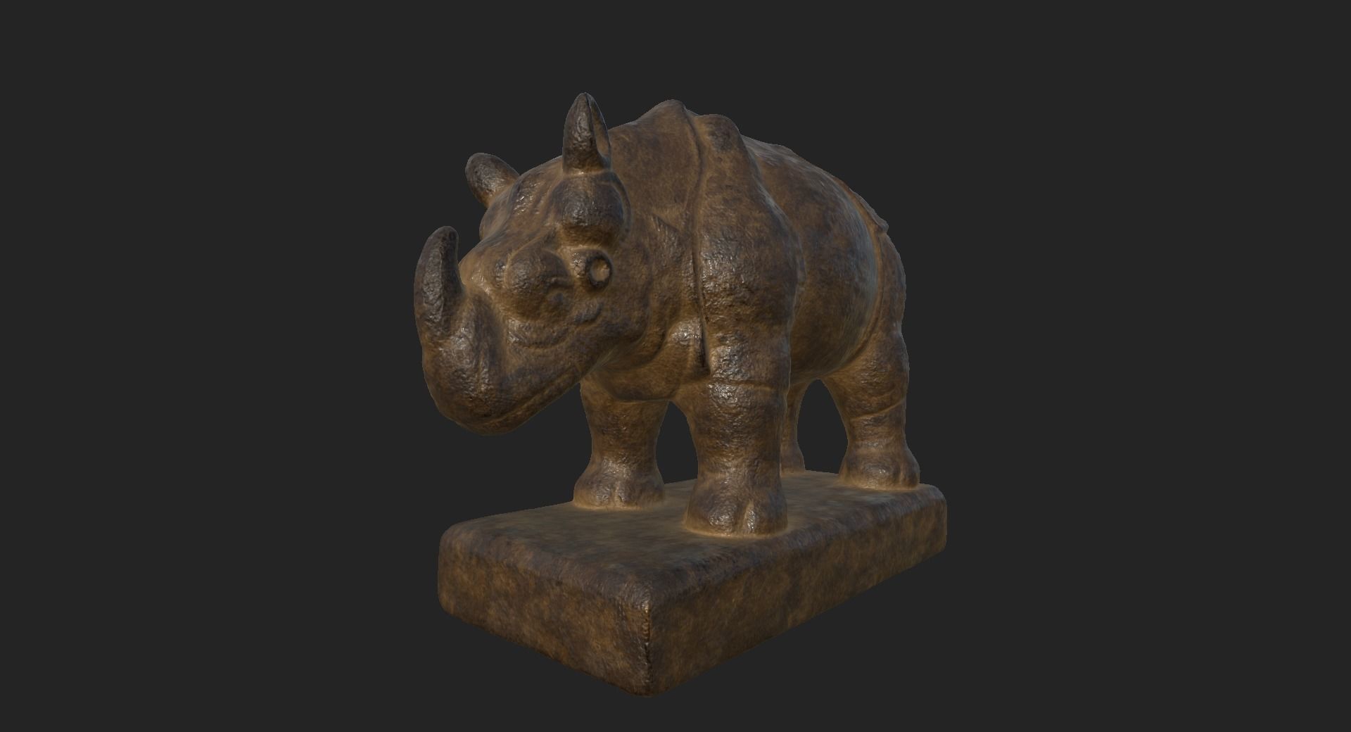 Rhino Statue 3D Model 3D model_6