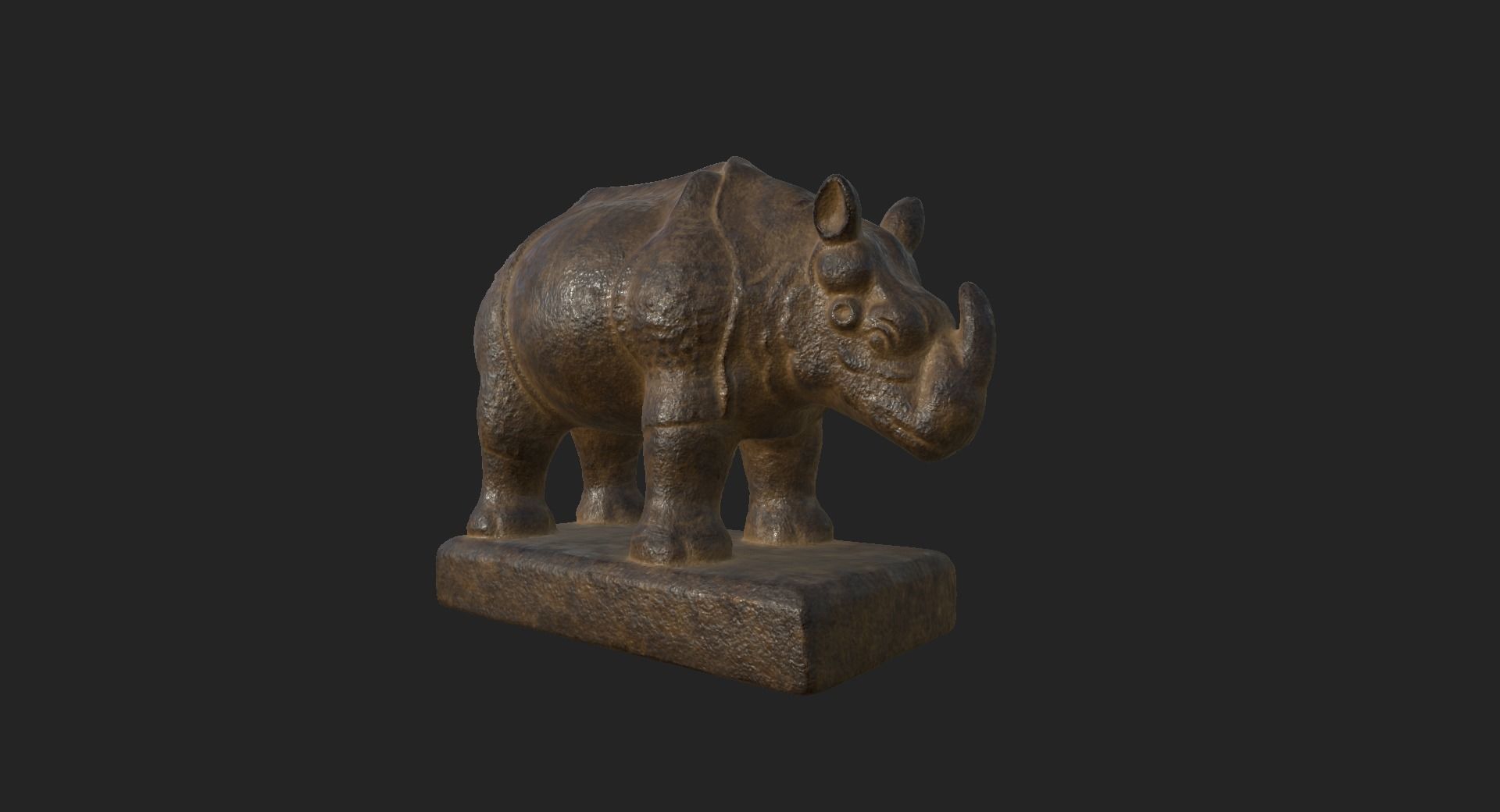Rhino Statue 3D Model 3D model_4