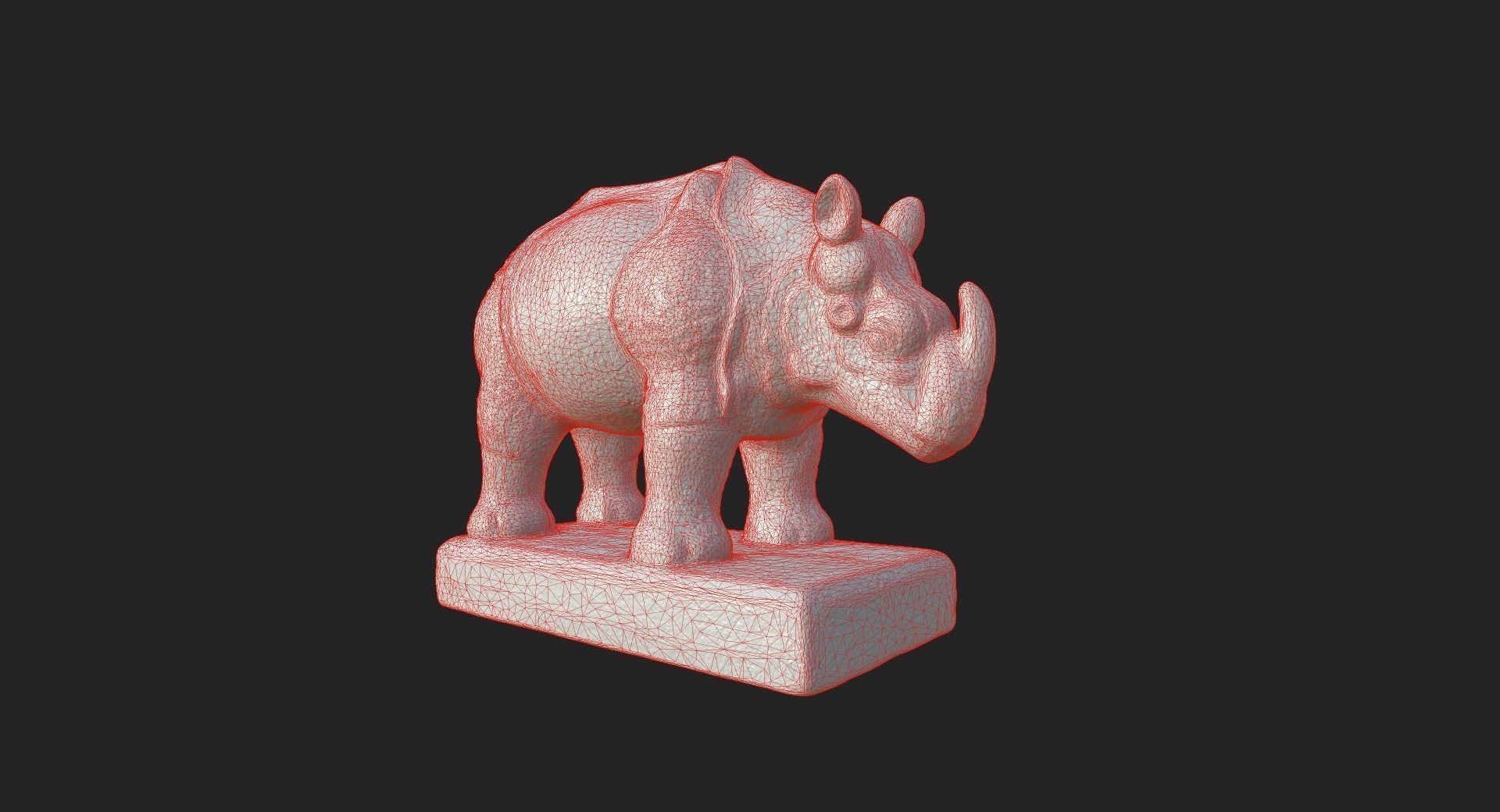 Rhino Statue 3D Model 3D model_2