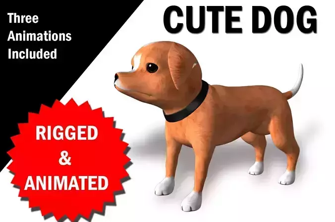 Cute Dog CHaracter RIgged and Animated