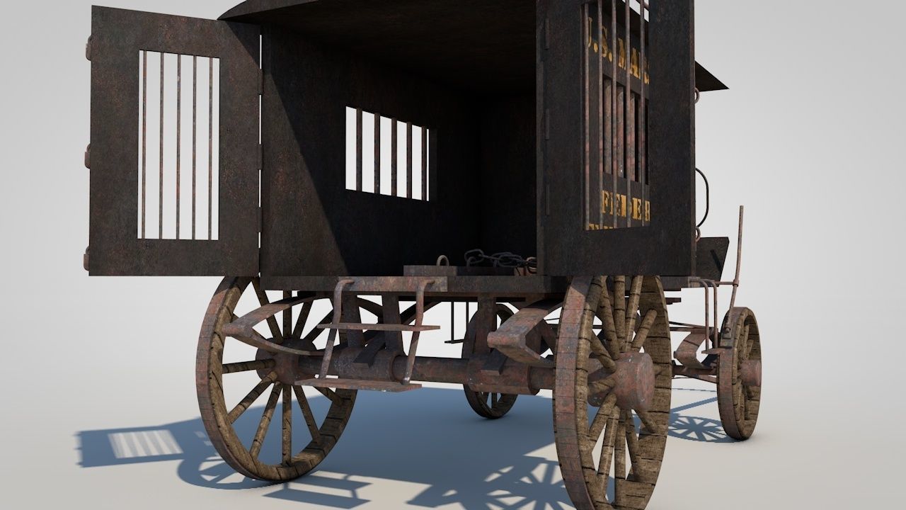 WILD WEST JAIL WAGON 3D model_4
