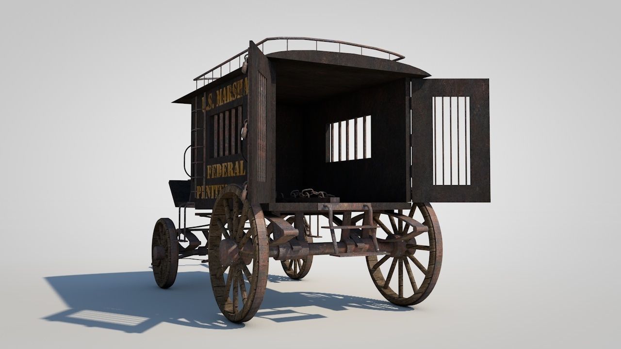 WILD WEST JAIL WAGON 3D model_3