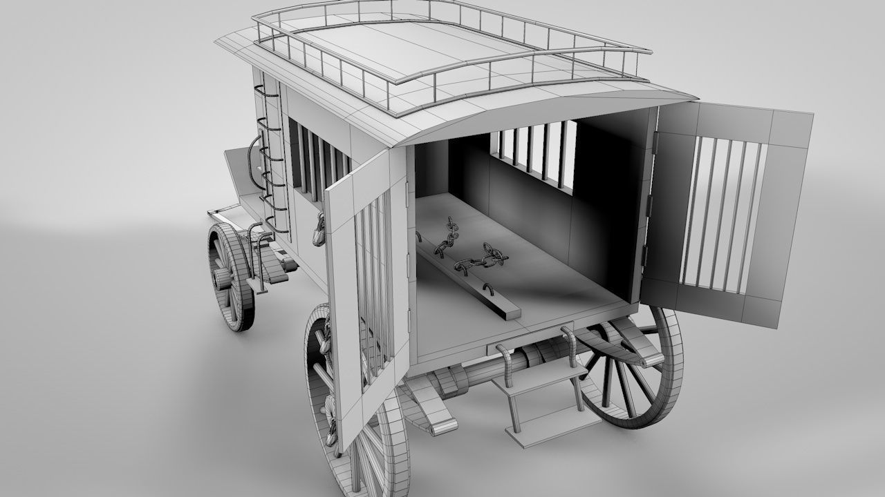 WILD WEST JAIL WAGON 3D model_13