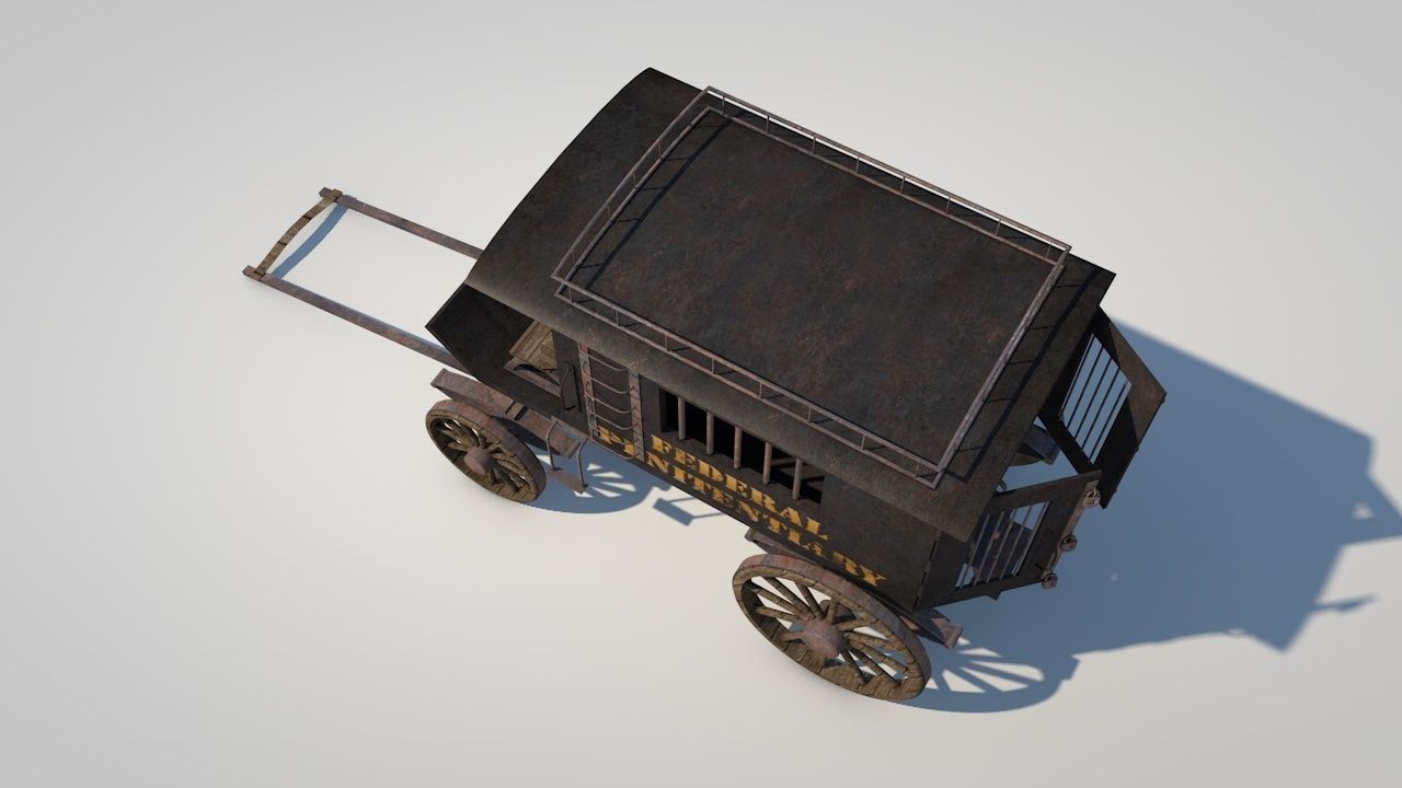WILD WEST JAIL WAGON 3D model_5