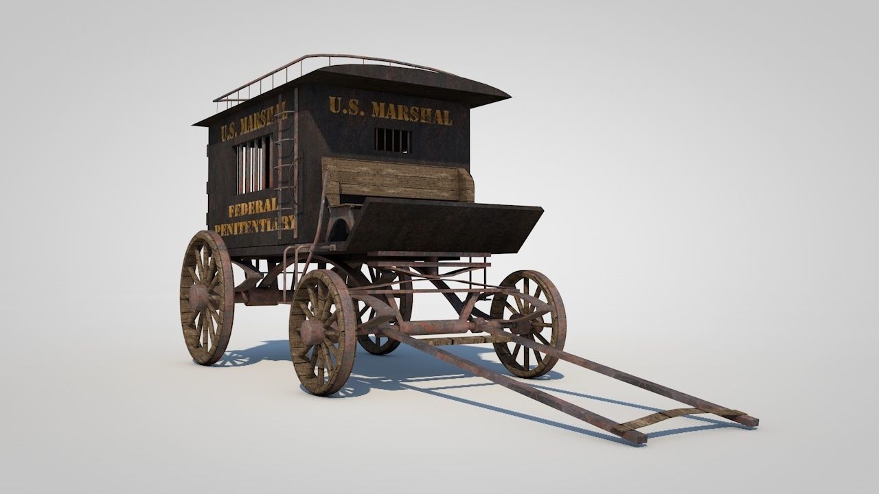 WILD WEST JAIL WAGON 3D model_2