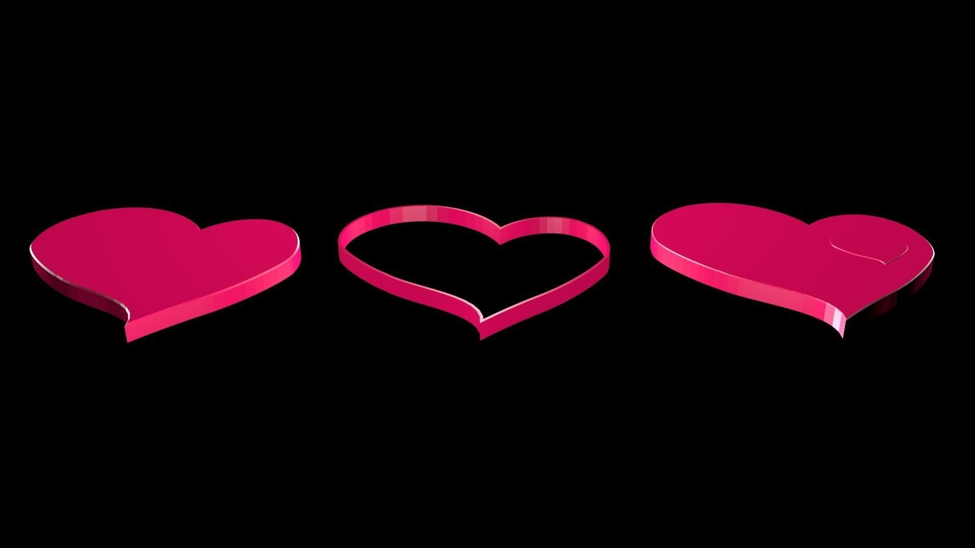 Low poly hearts 4 Low-poly 3D model_5